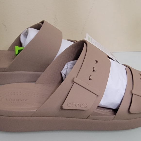 Crocs Two-Strap Slide Sandals in Taupe - Picture 3 of 5